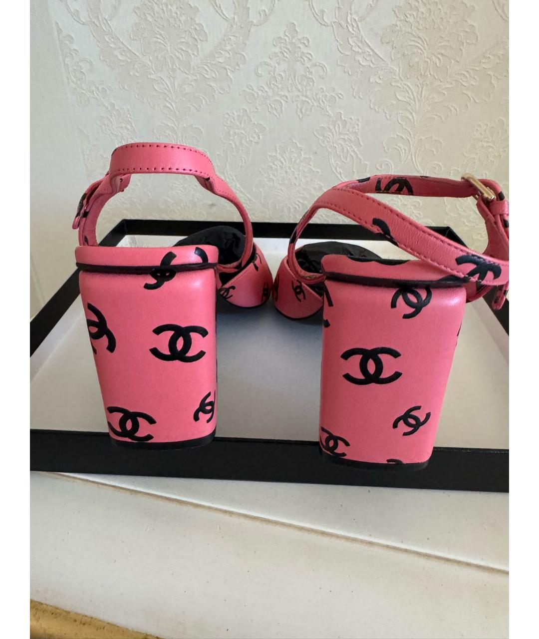 CHANEL Розовые кожаные босоножки, фото 3