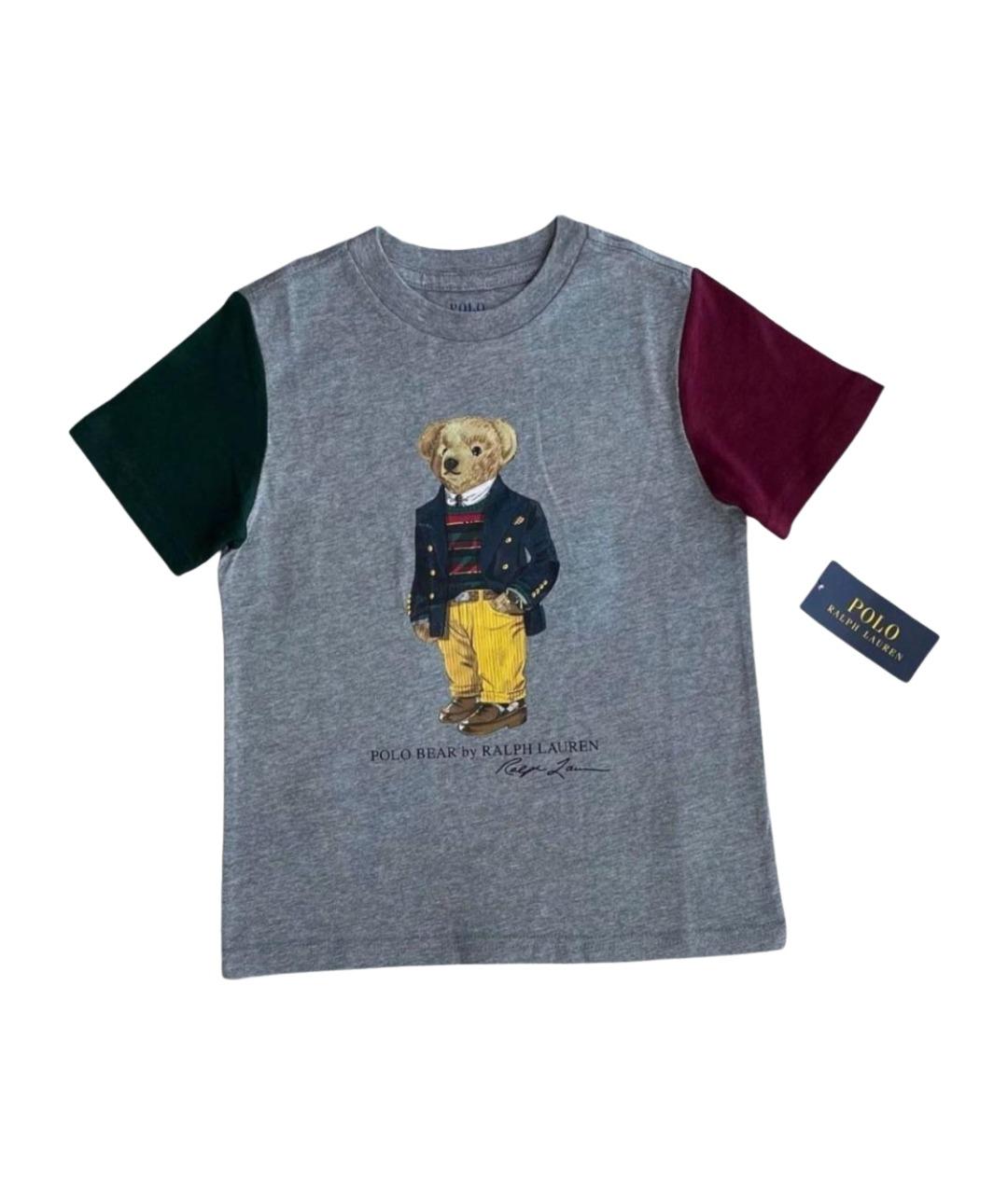 POLO RALPH LAUREN Серая хлопковая детская футболка, фото 1