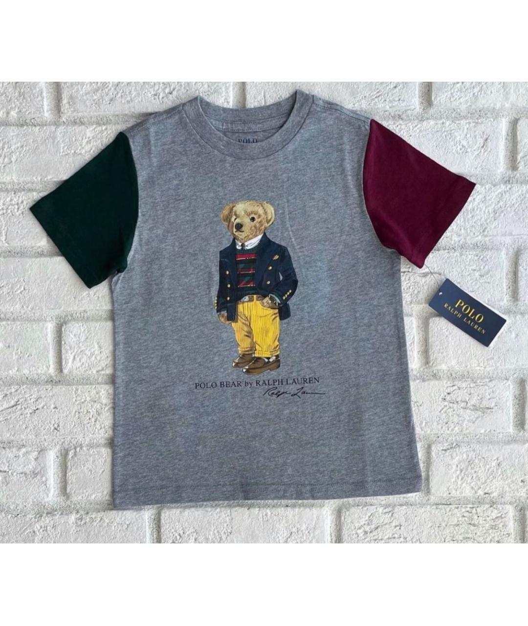 POLO RALPH LAUREN Серая хлопковая детская футболка, фото 3