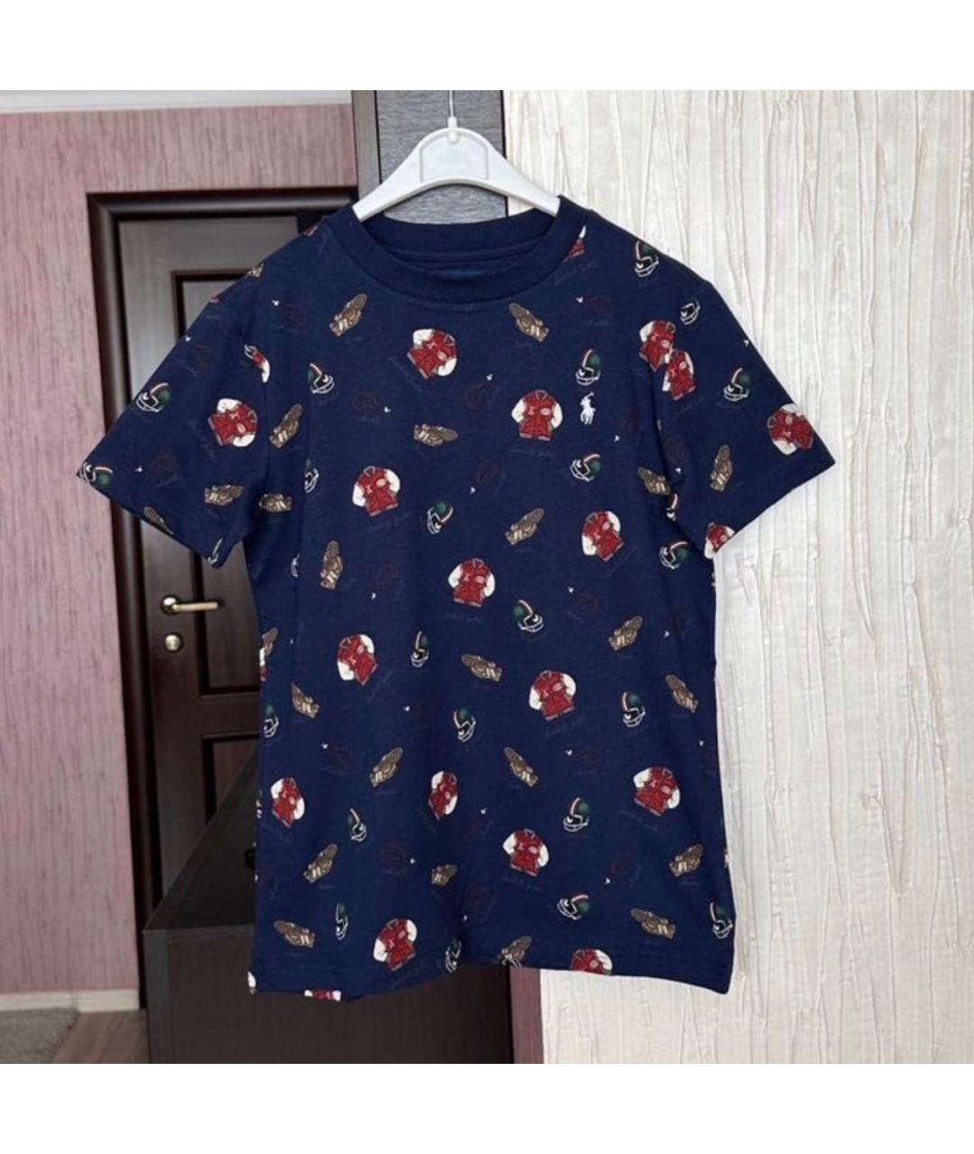 POLO RALPH LAUREN Темно-синяя хлопковая детская футболка, фото 3