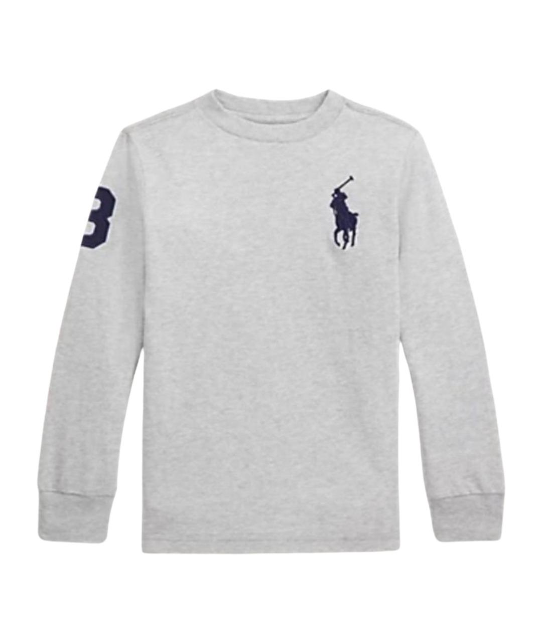 POLO RALPH LAUREN Серая хлопковая детская футболка, фото 1