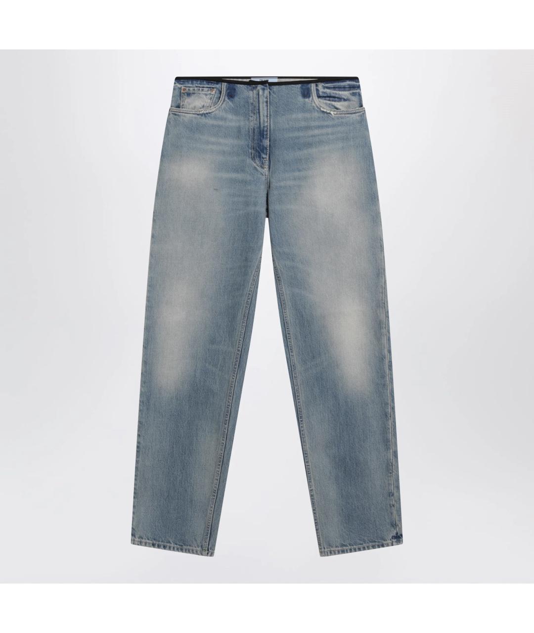 PRADA Голубые хлопковые прямые джинсы, фото 3
