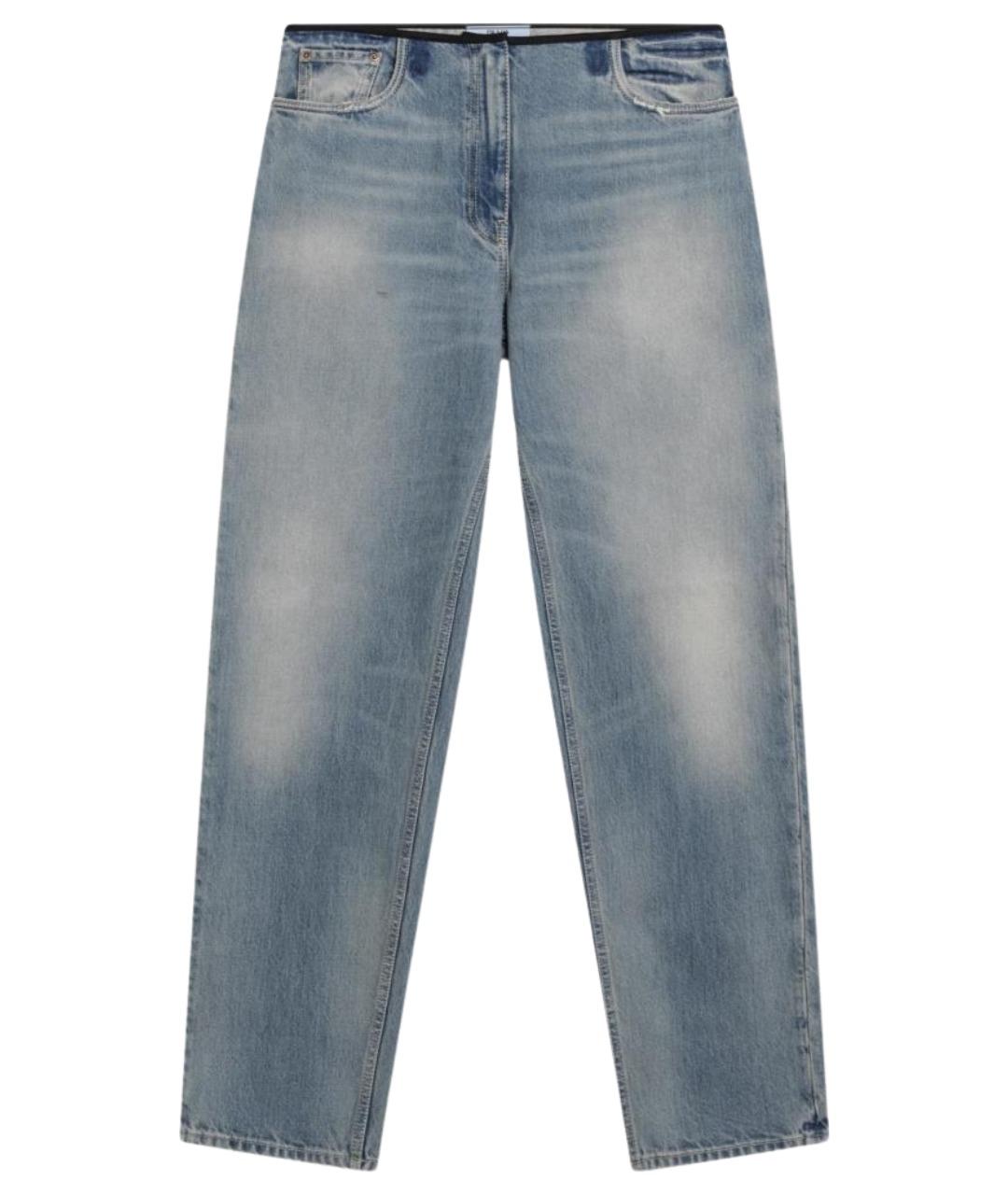 PRADA Голубые хлопковые прямые джинсы, фото 1