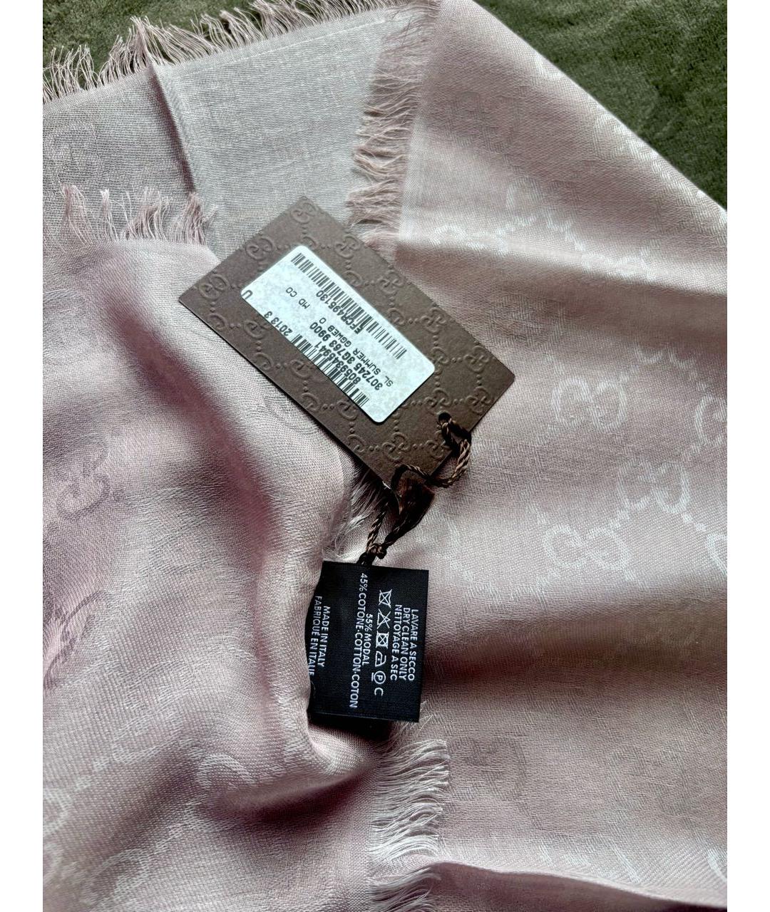 GUCCI Бежевый хлопковый платок, фото 3