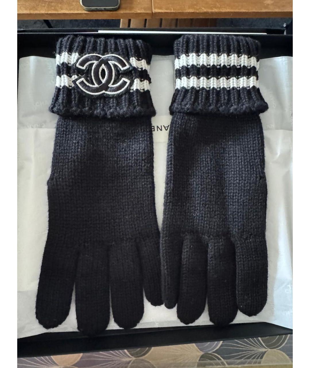 CHANEL Черные кашемировые перчатки, фото 6
