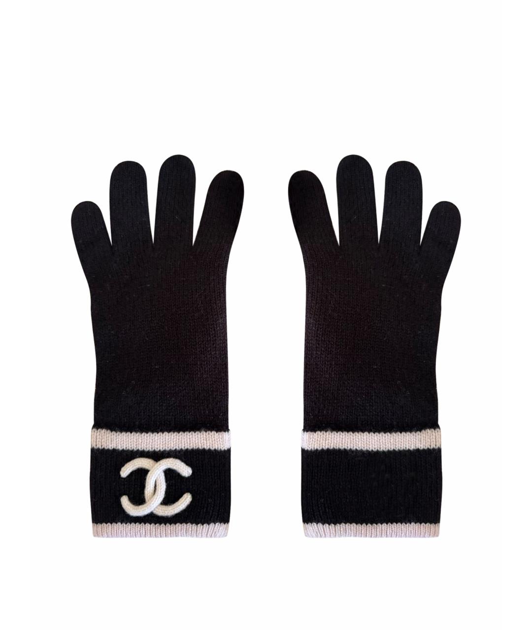 CHANEL Черные кашемировые перчатки, фото 1