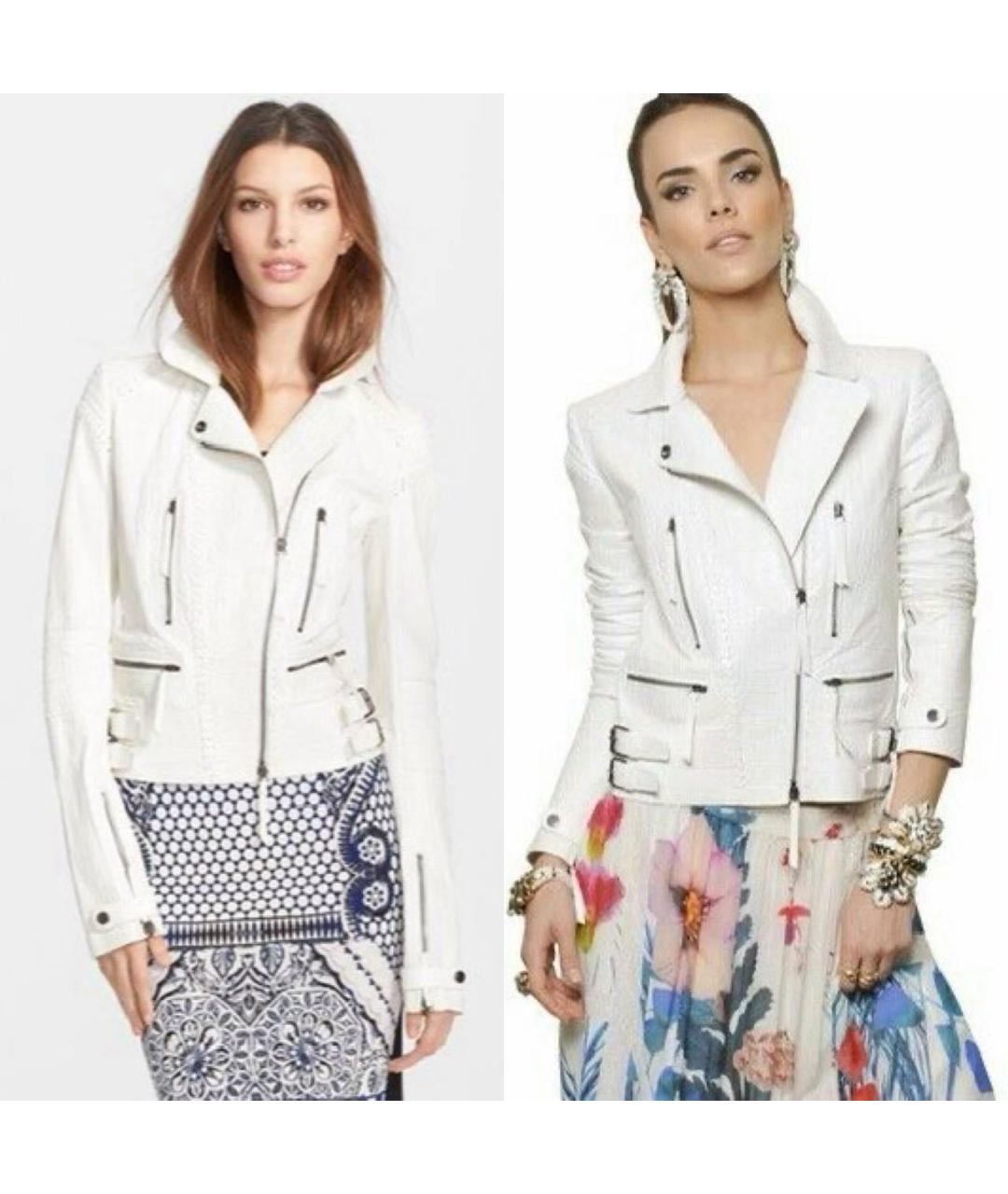 ROBERTO CAVALLI Белая кожаная куртка, фото 7