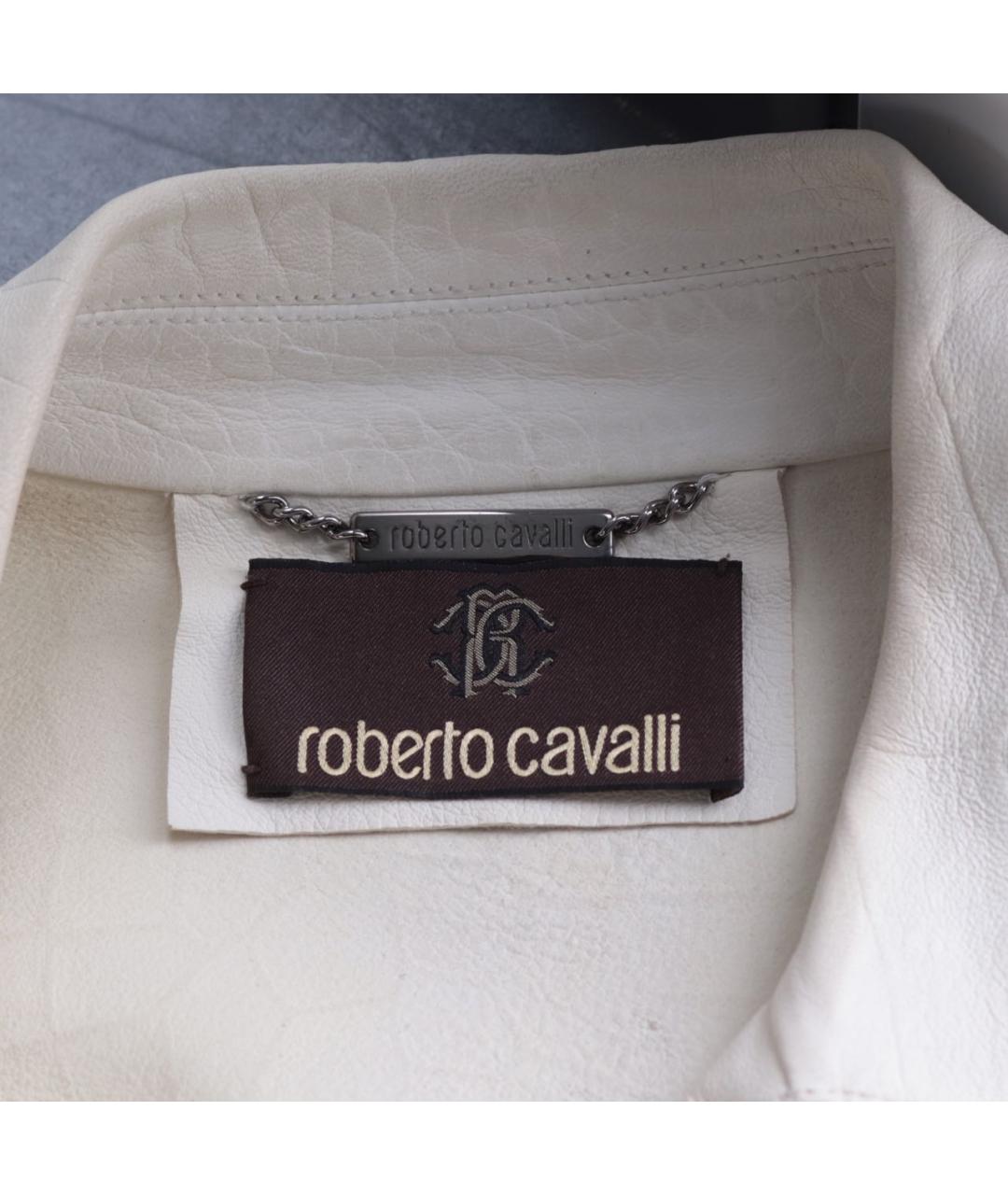 ROBERTO CAVALLI Белая кожаная куртка, фото 5