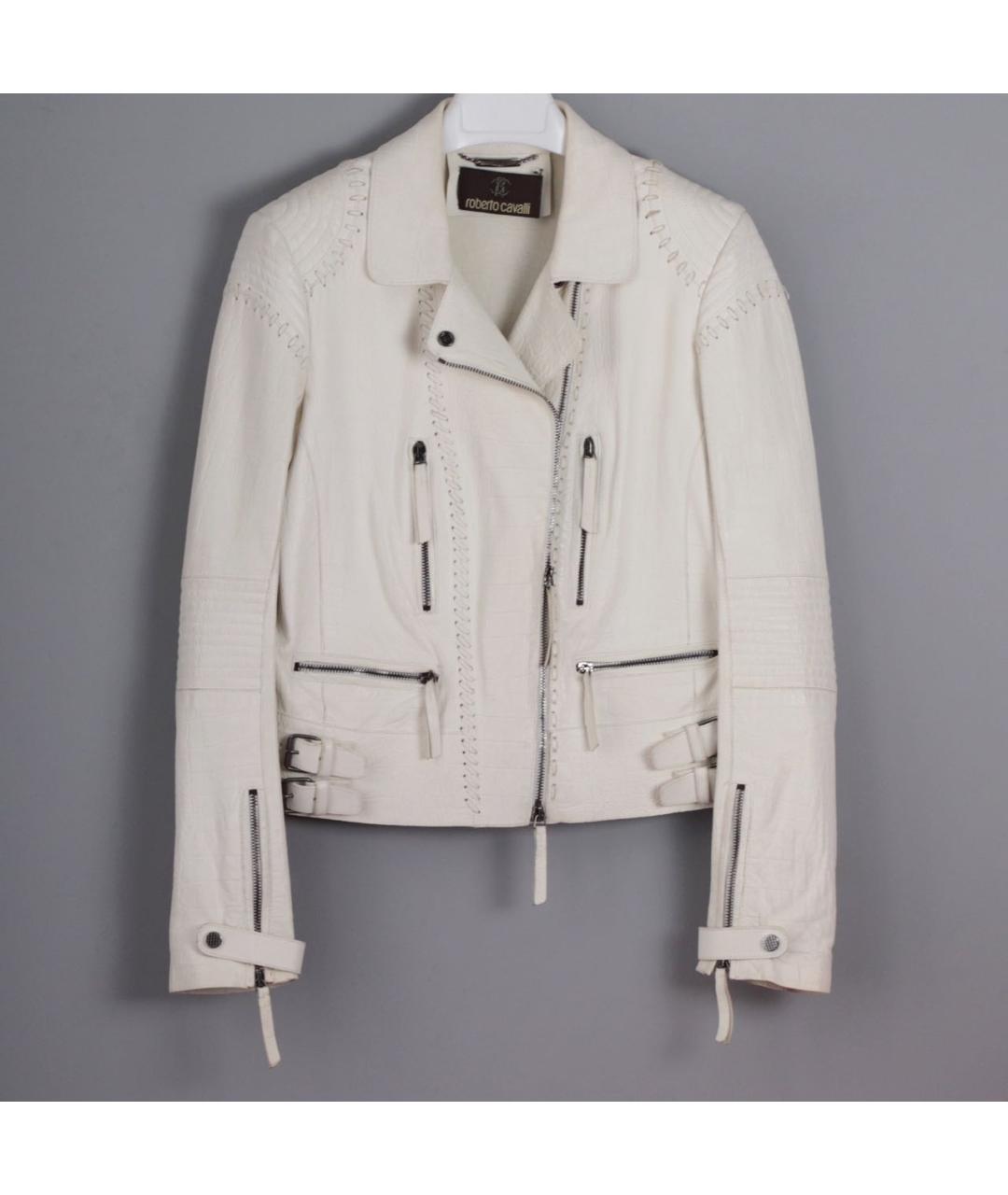 ROBERTO CAVALLI Белая кожаная куртка, фото 2