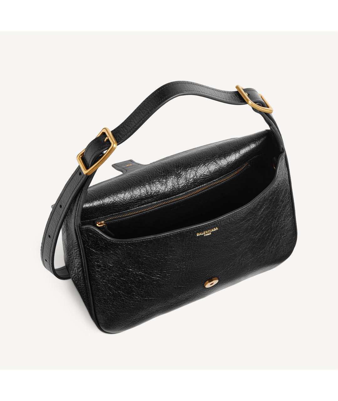BALENCIAGA Черная кожаная сумка через плечо, фото 3