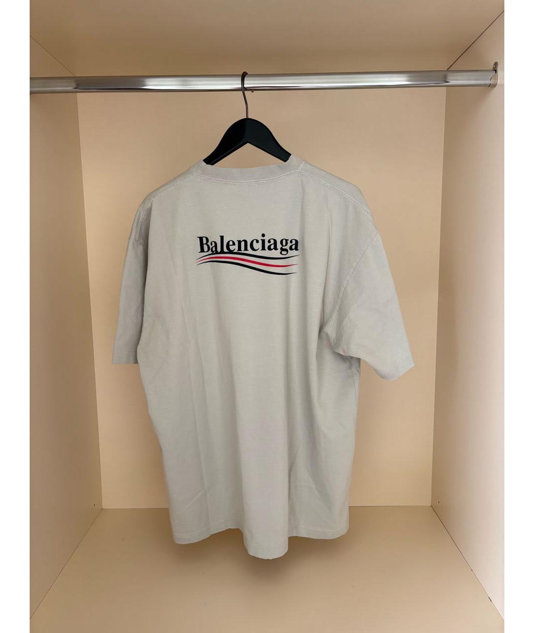 BALENCIAGA Бежевая хлопковая футболка, фото 2