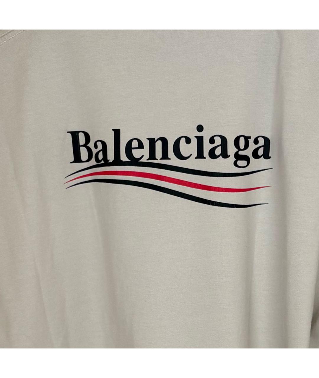 BALENCIAGA Бежевая хлопковая футболка, фото 4