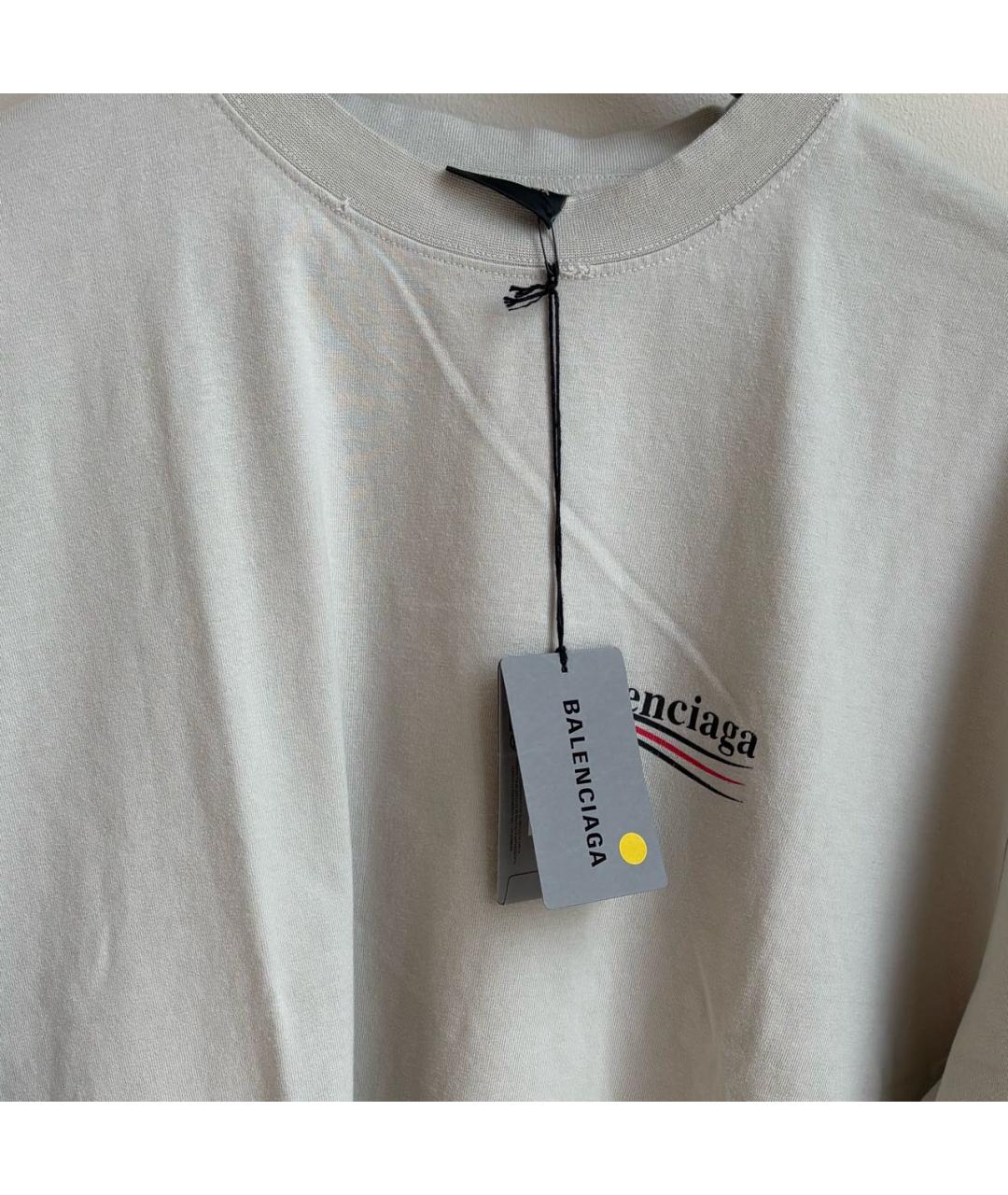 BALENCIAGA Бежевая хлопковая футболка, фото 3