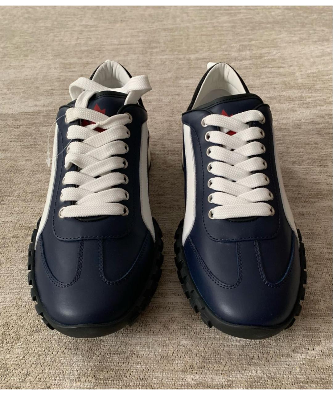 DSQUARED2 Темно-синие кожаные низкие кроссовки / кеды, фото 2