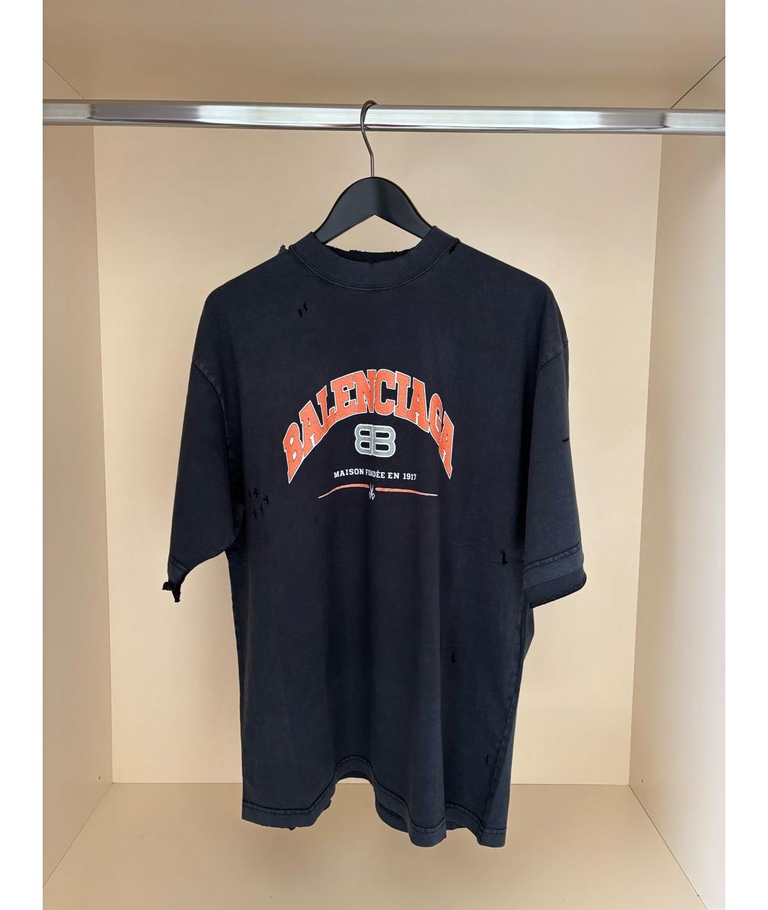 BALENCIAGA Антрацитовая хлопковая футболка, фото 5