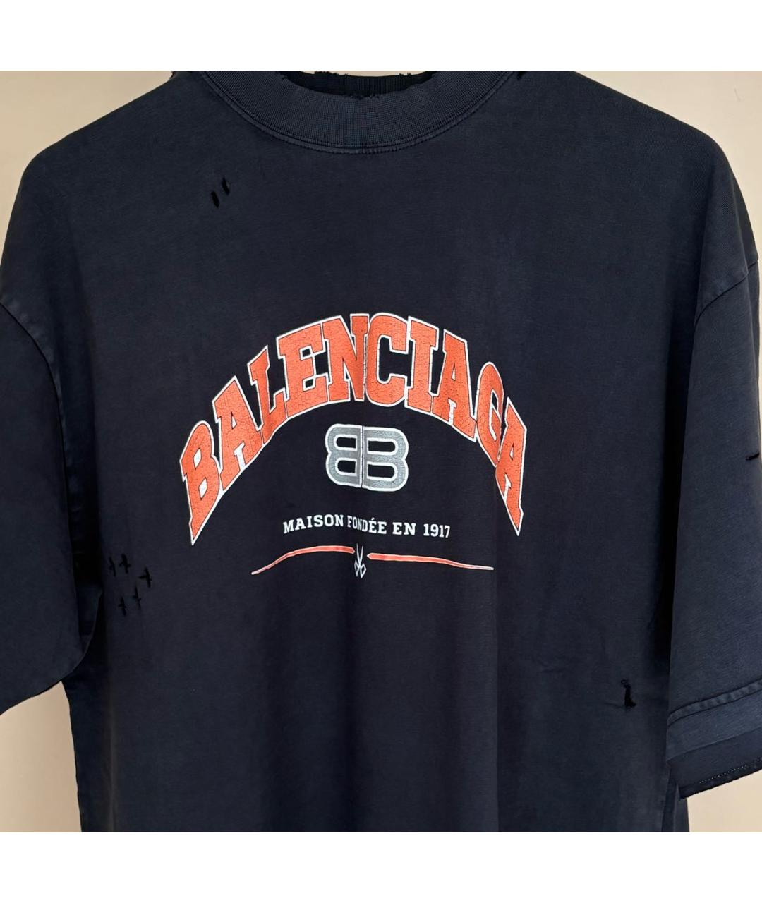 BALENCIAGA Антрацитовая хлопковая футболка, фото 3