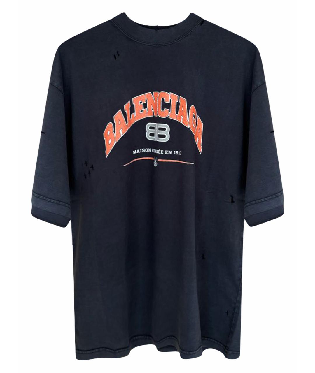 BALENCIAGA Антрацитовая хлопковая футболка, фото 1