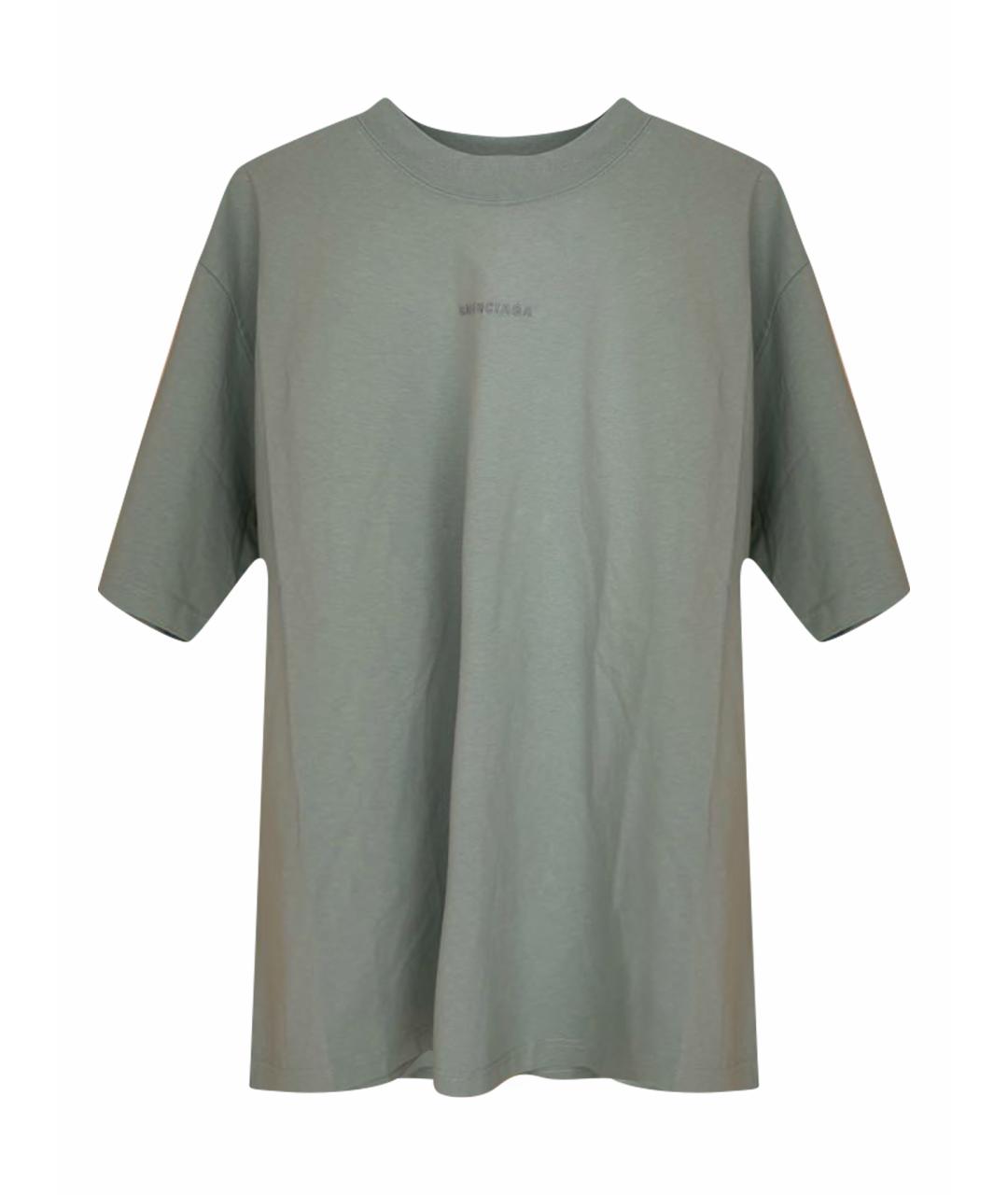 BALENCIAGA Бирюзовая хлопковая футболка, фото 1