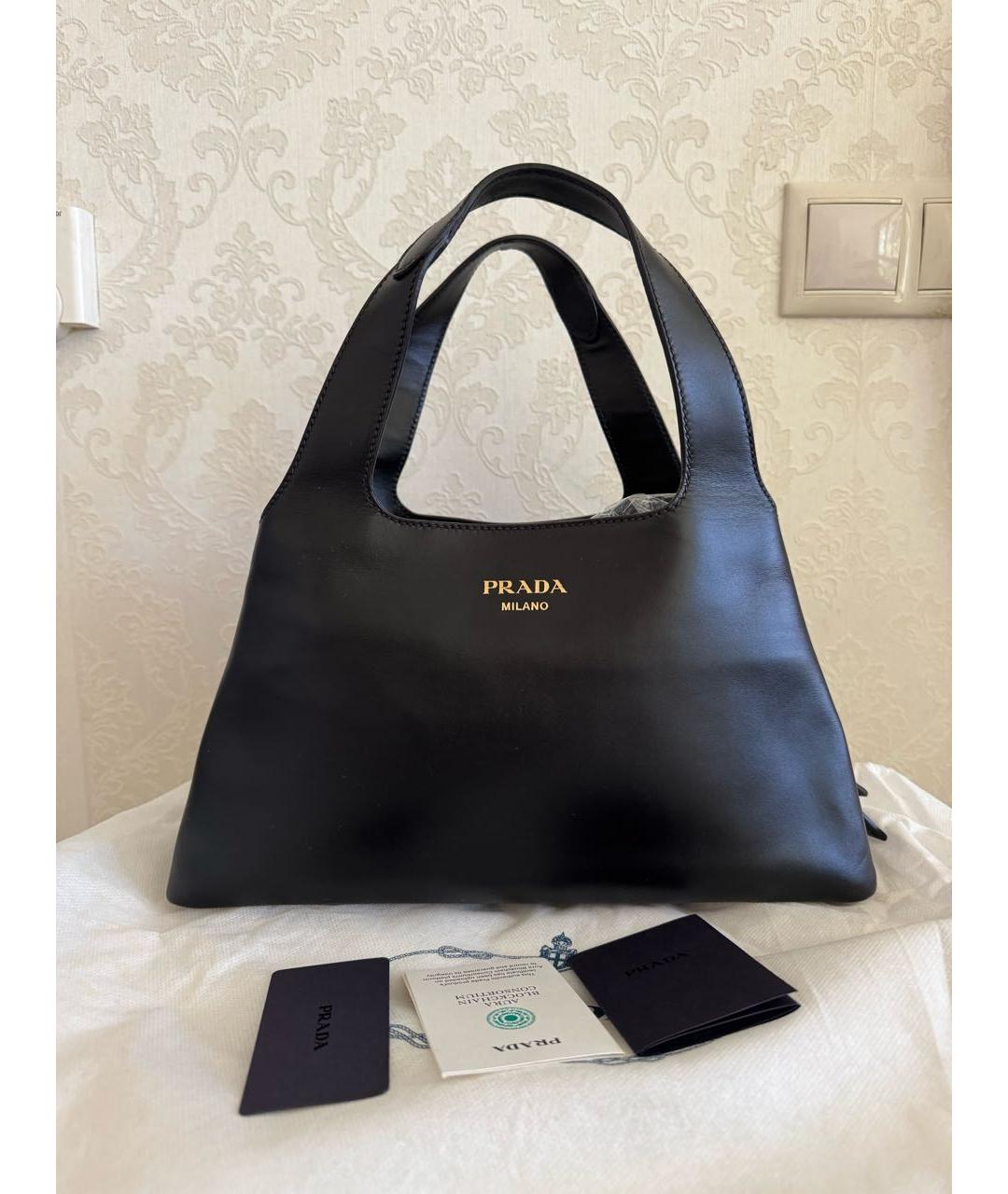 PRADA Черная кожаная сумка с короткими ручками, фото 9