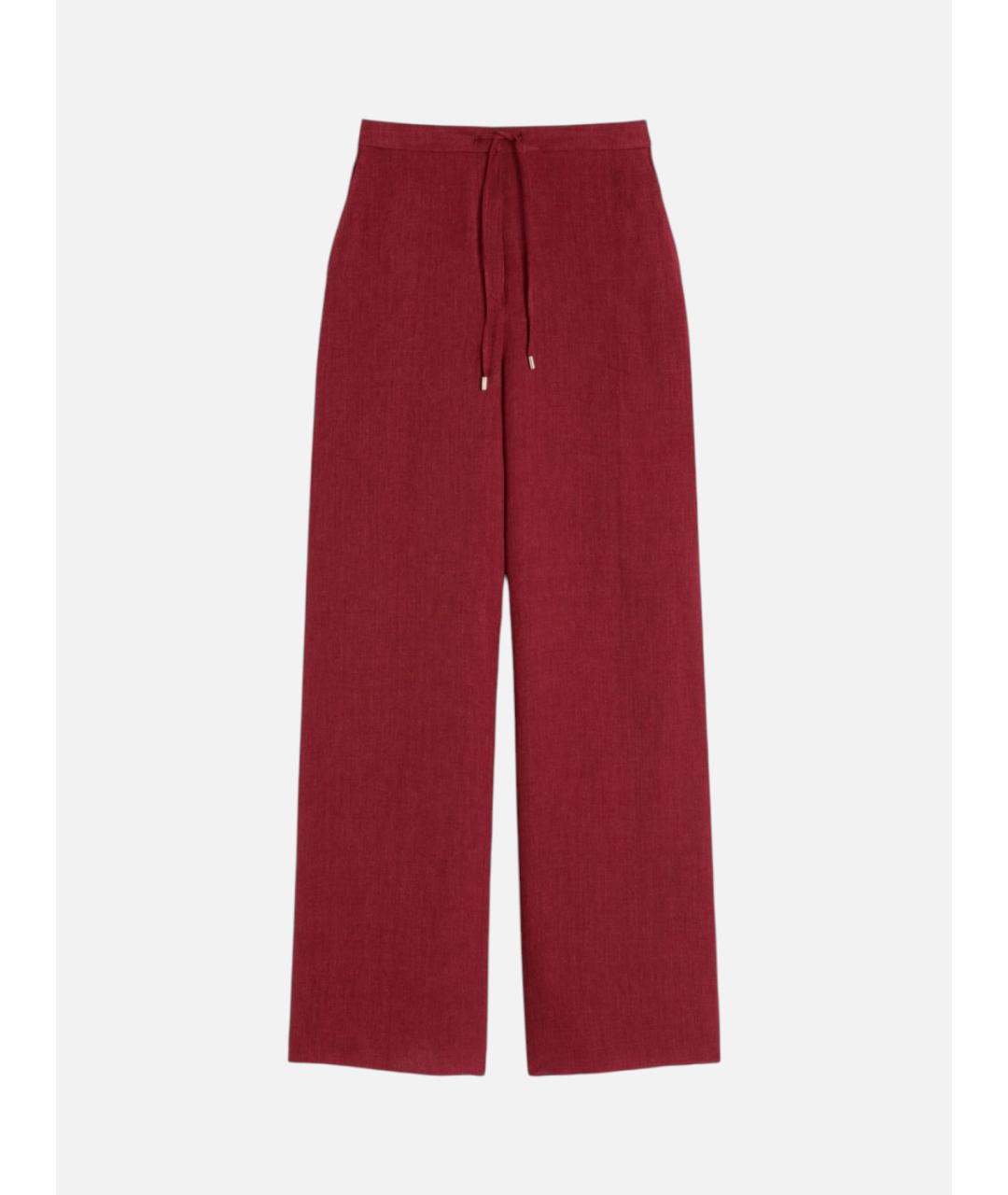 MAX MARA STUDIO Бордовые льняные брюки широкие, фото 6
