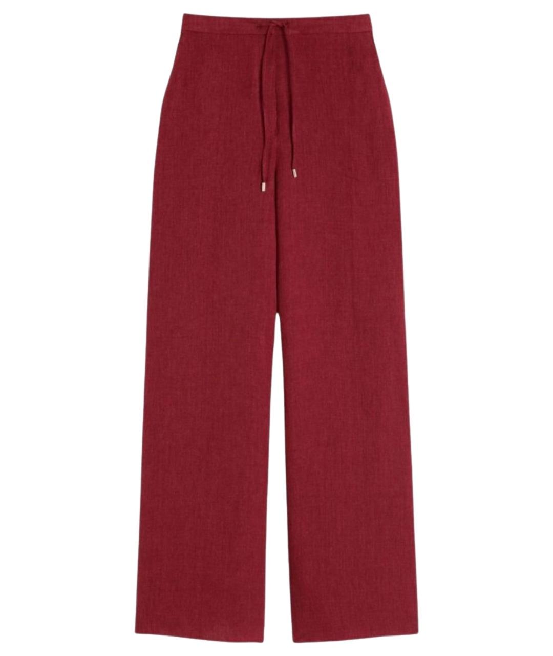 MAX MARA STUDIO Бордовые льняные брюки широкие, фото 1