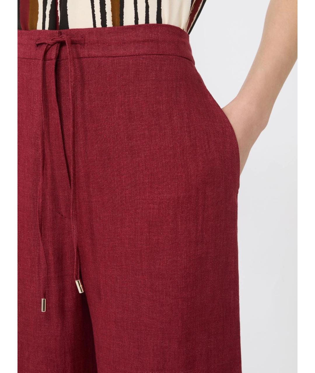MAX MARA STUDIO Бордовые льняные брюки широкие, фото 5
