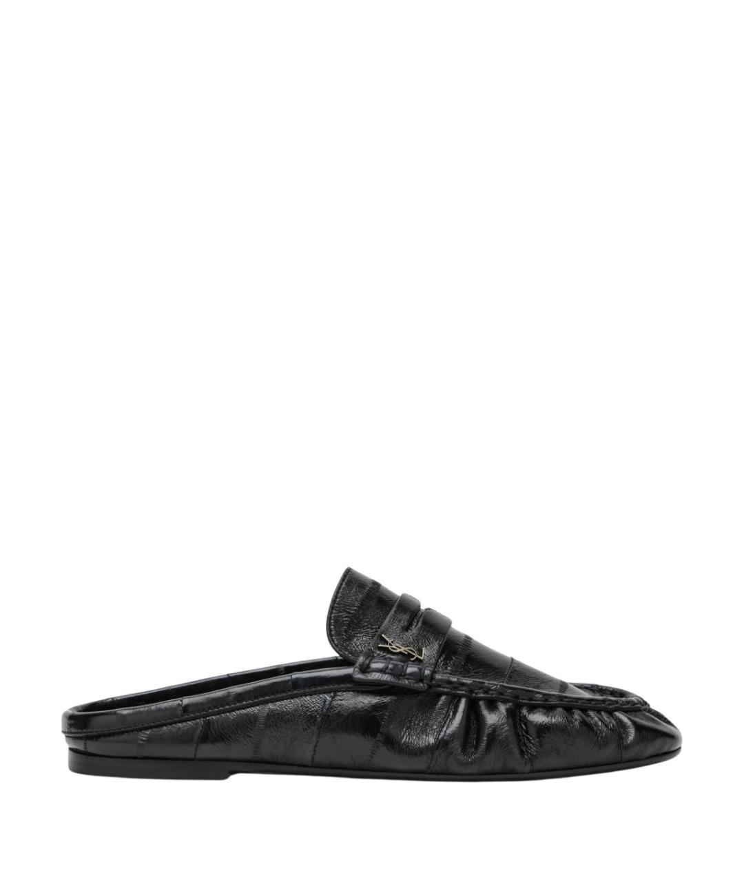 SAINT LAURENT Темно-синие мюли из лакированной кожи, фото 1