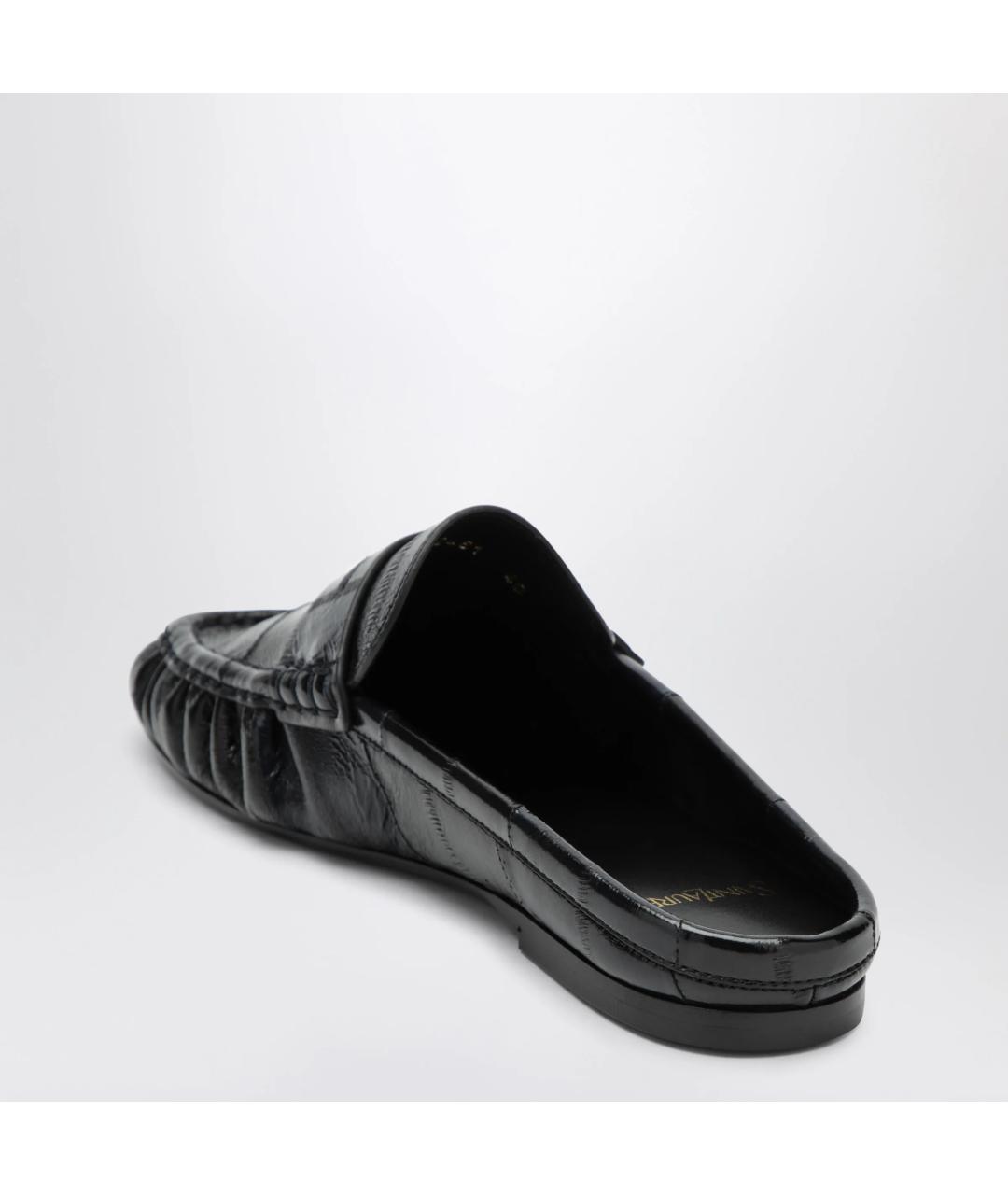 SAINT LAURENT Темно-синие мюли из лакированной кожи, фото 2