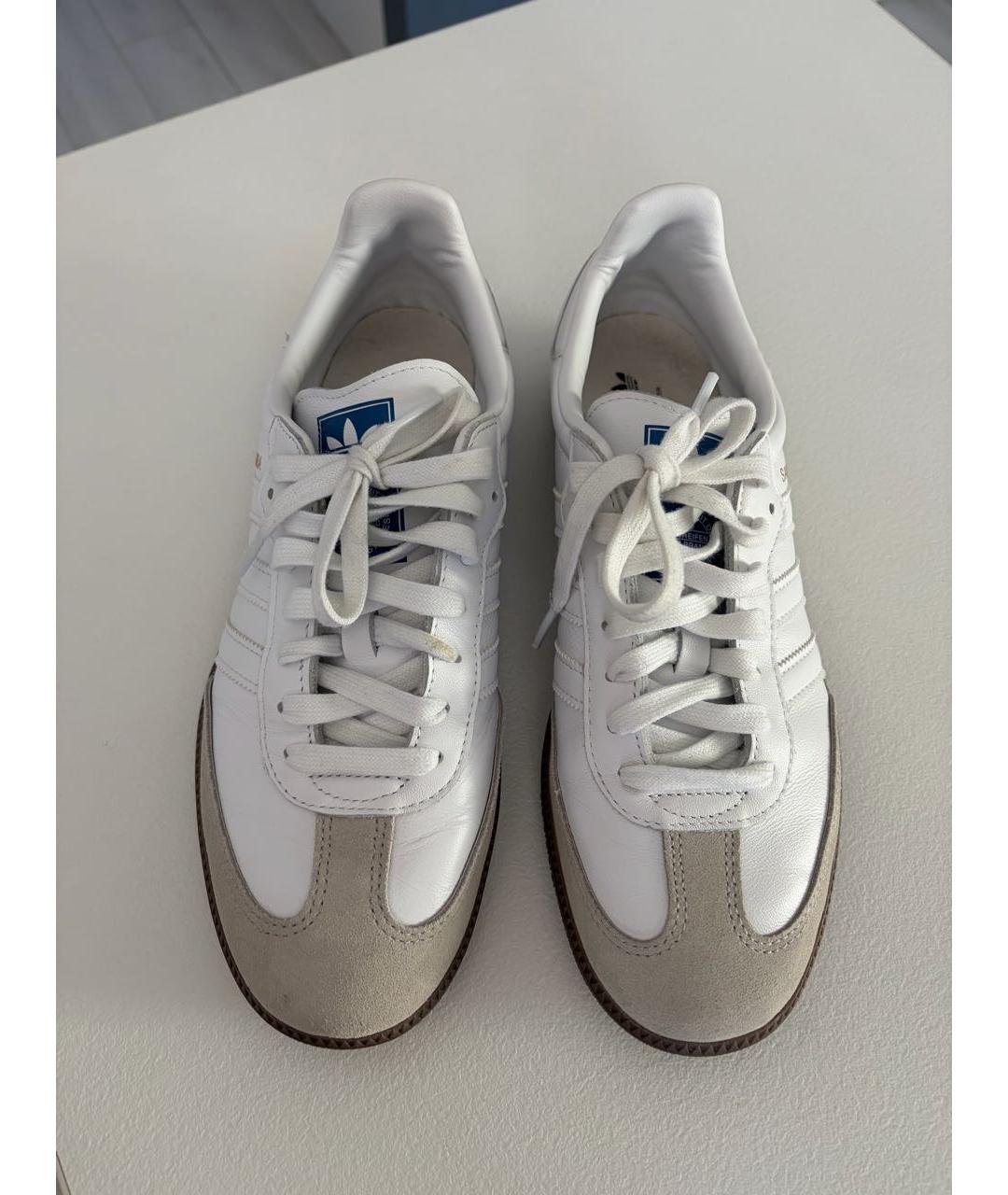 ADIDAS Белые кожаные низкие кроссовки / кеды, фото 2