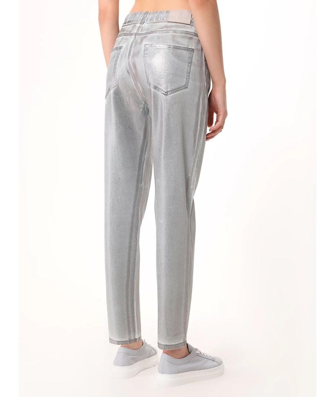 PANICALE Серебряные хлопковые прямые джинсы, фото 8