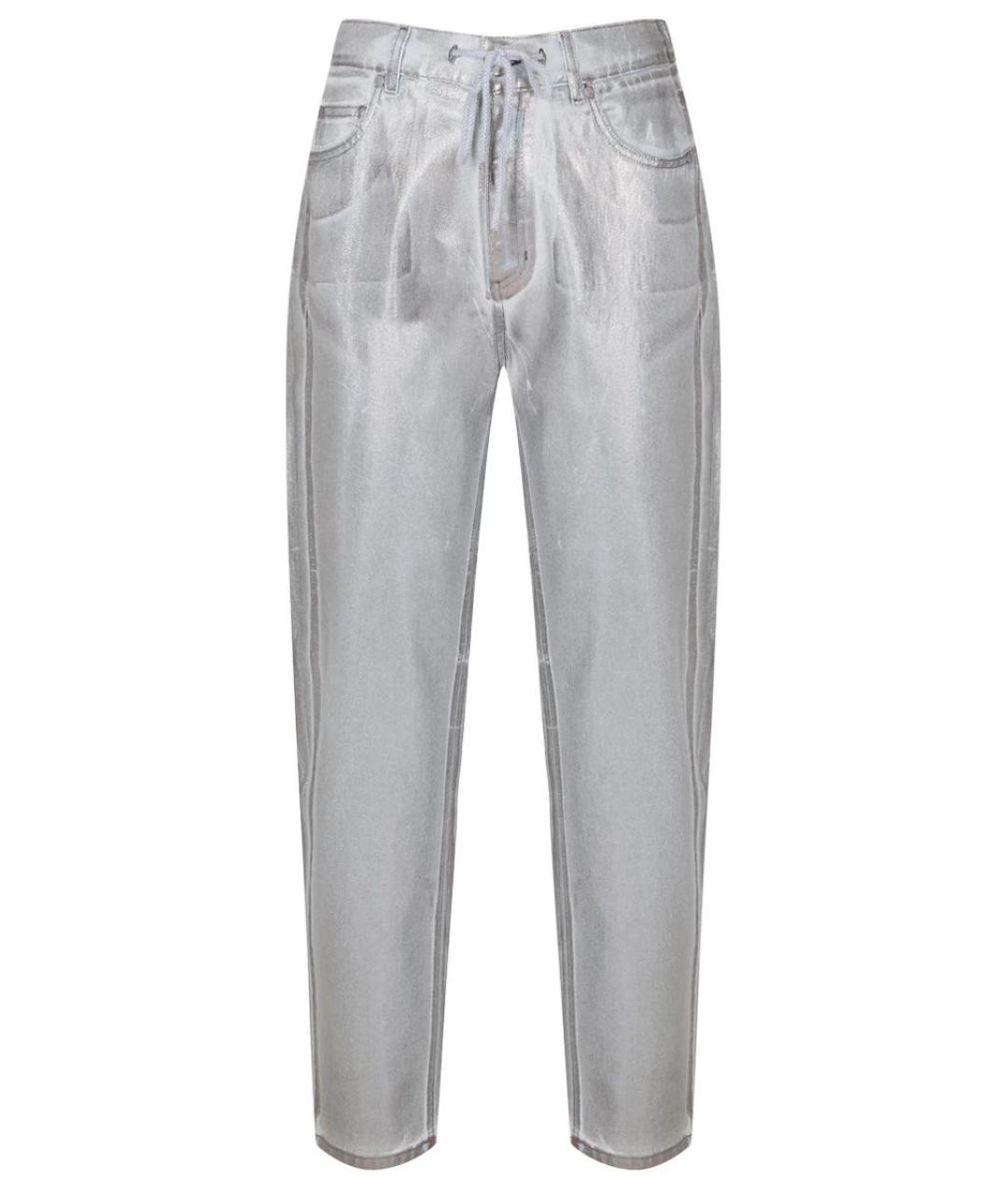 PANICALE Серебряные хлопковые прямые джинсы, фото 1