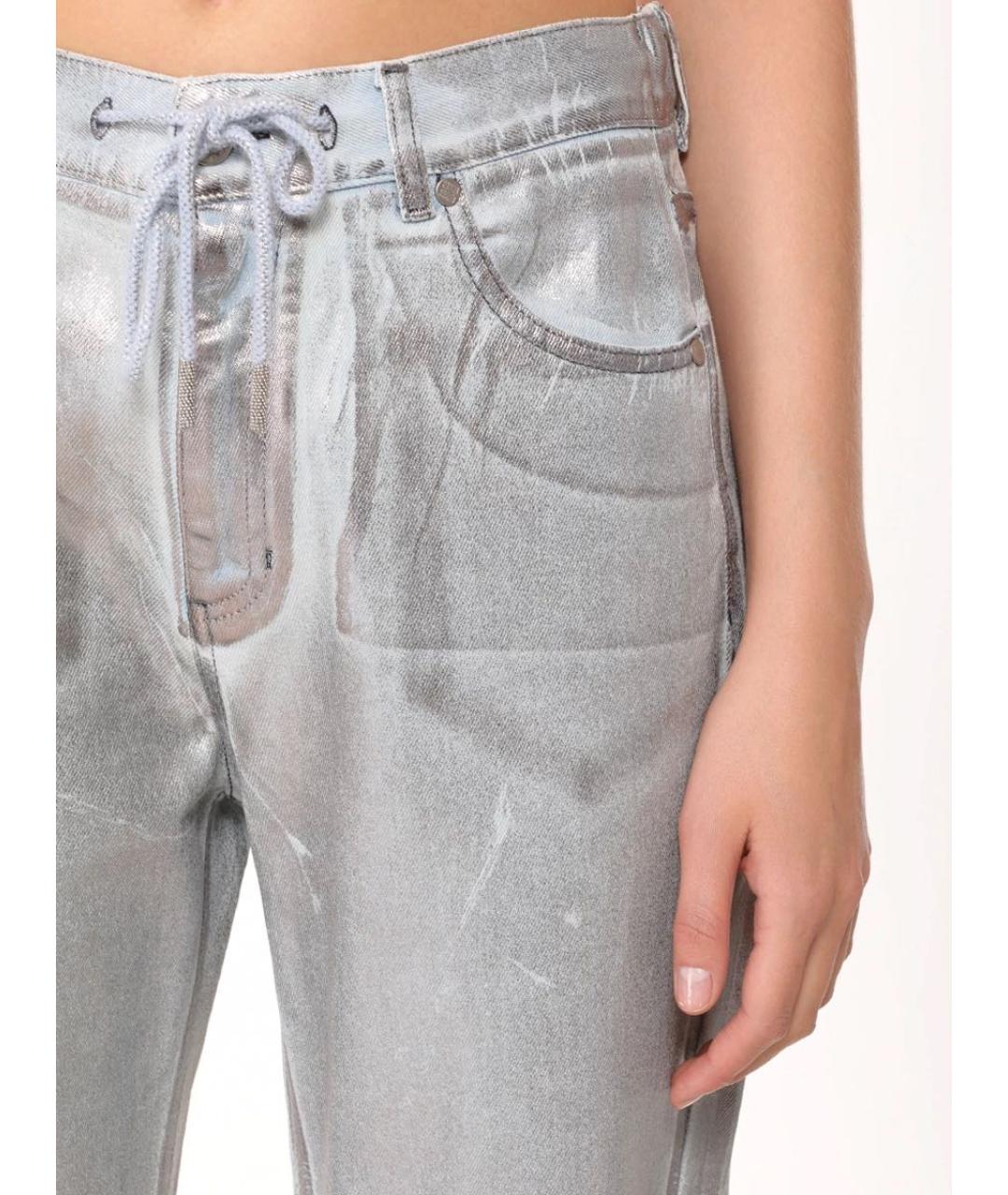 PANICALE Серебряные хлопковые прямые джинсы, фото 6