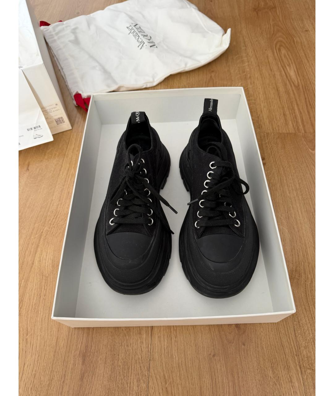 ALEXANDER MCQUEEN Черные текстильные кеды, фото 3