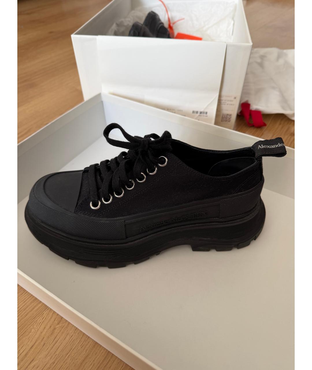 ALEXANDER MCQUEEN Черные текстильные кеды, фото 4