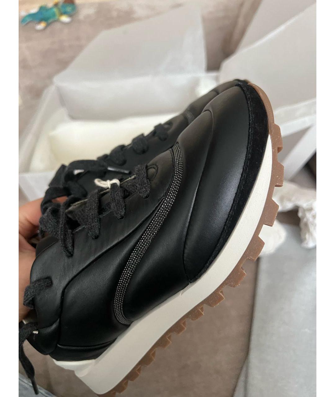 BRUNELLO CUCINELLI Черные кожаные кроссовки, фото 4
