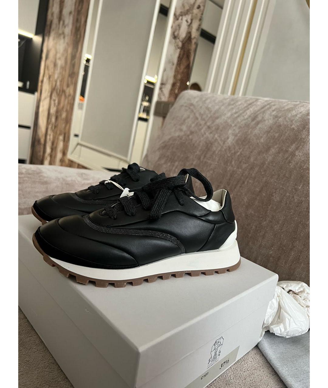 BRUNELLO CUCINELLI Черные кожаные кроссовки, фото 5