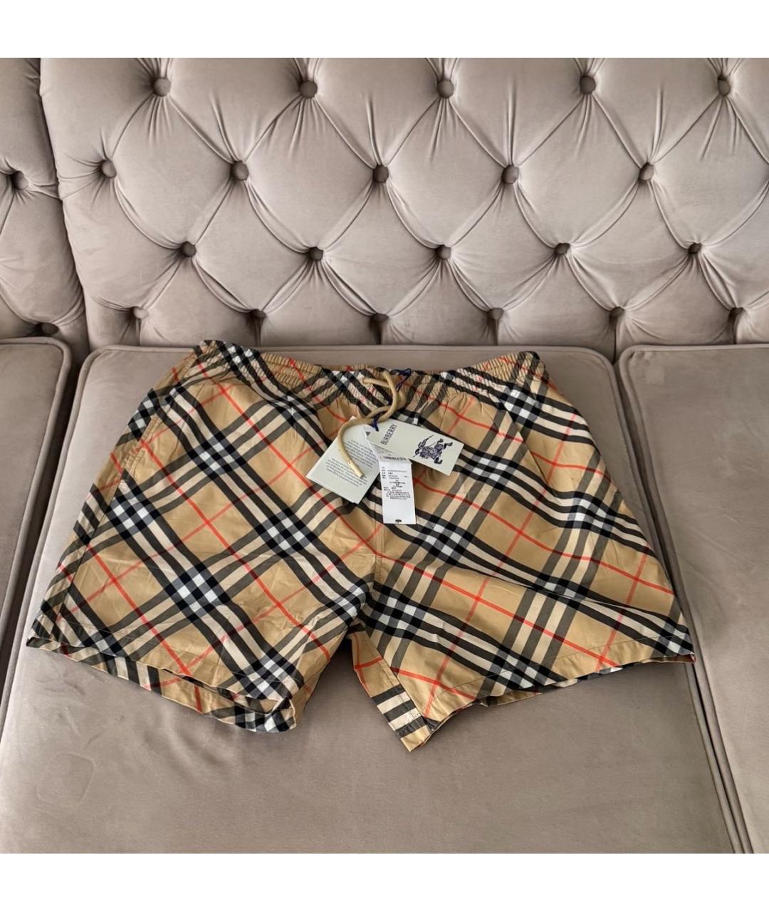 BURBERRY Бежевые полиамидовые шорты, фото 3