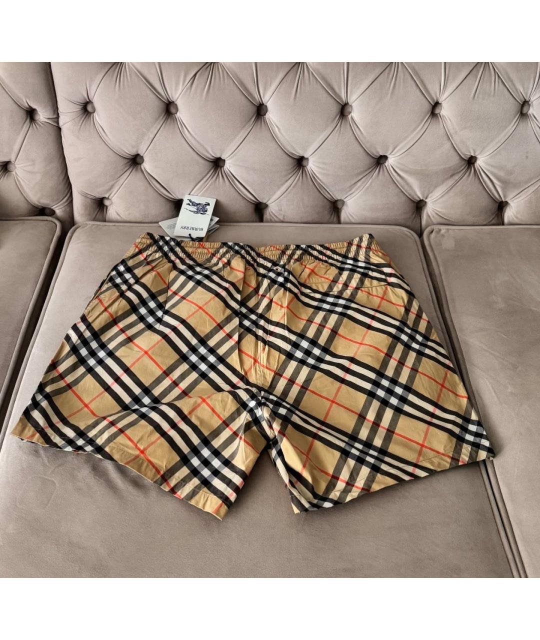 BURBERRY Бежевые полиамидовые шорты, фото 2