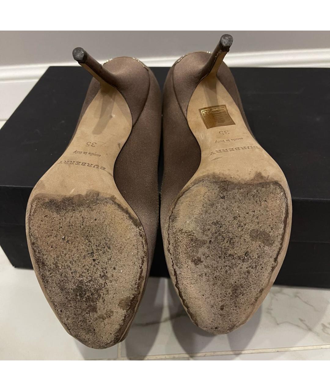 BURBERRY Коричневые текстильные босоножки, фото 4