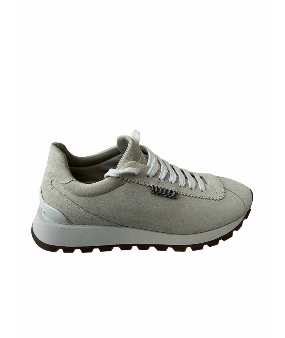 BRUNELLO CUCINELLI Бежевые замшевые кроссовки, фото 1