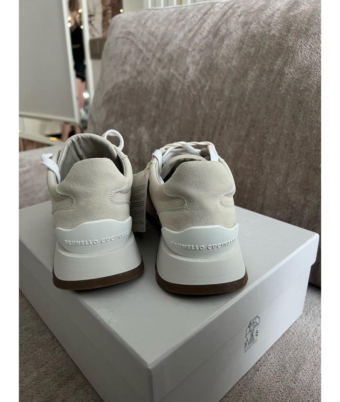 BRUNELLO CUCINELLI Бежевые замшевые кроссовки, фото 4