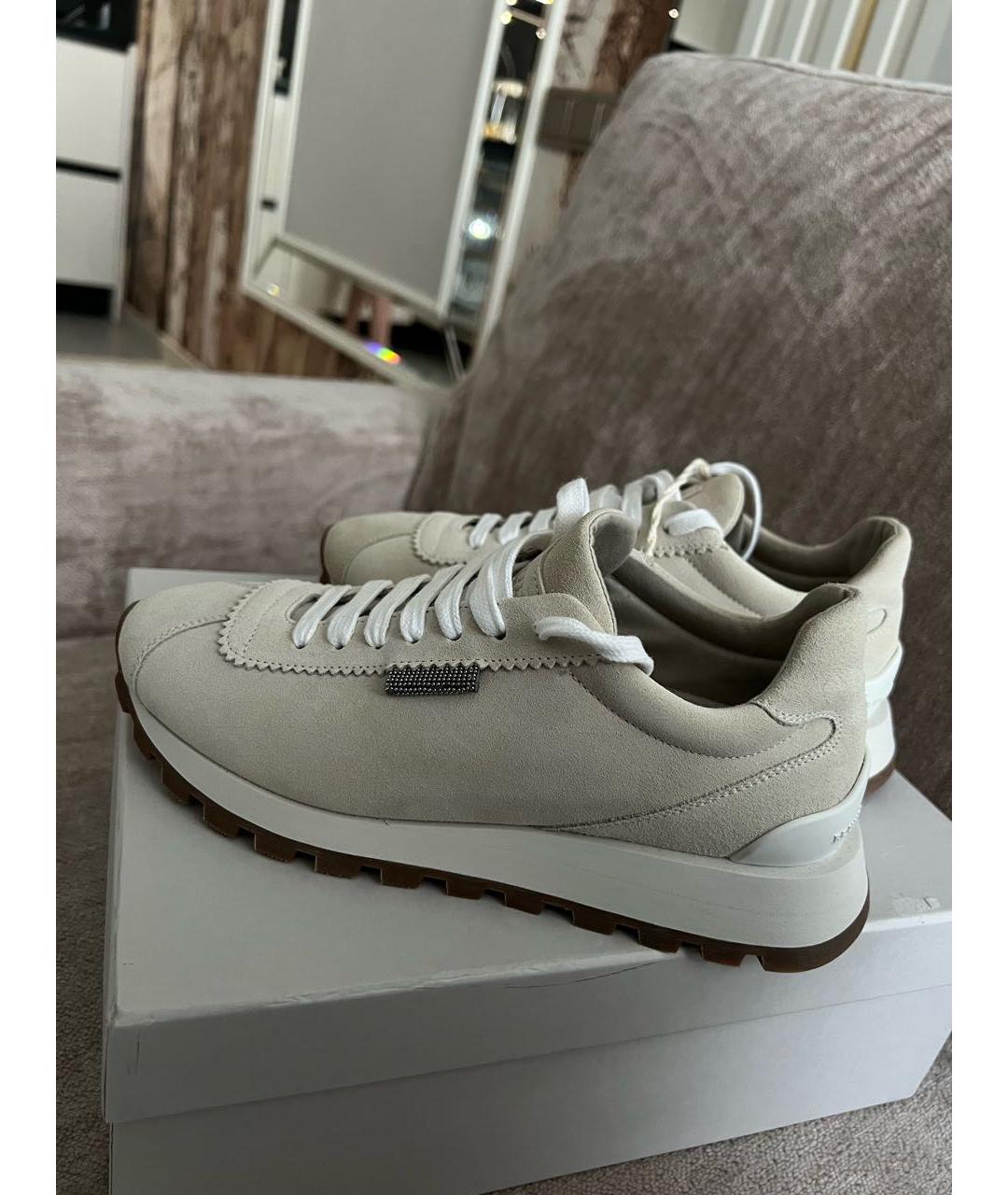 BRUNELLO CUCINELLI Бежевые замшевые кроссовки, фото 5