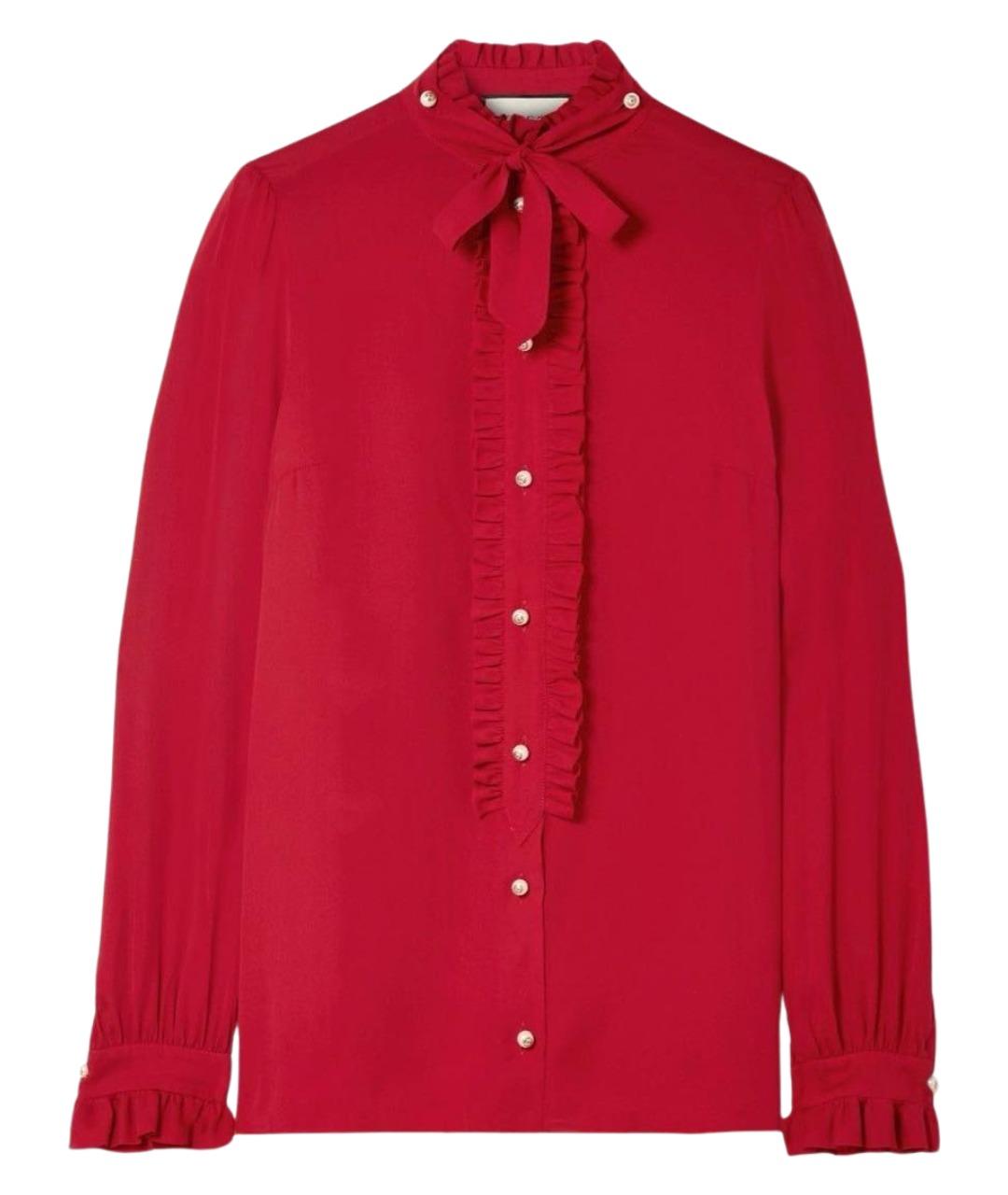 GUCCI Красная шелковая блузы, фото 1