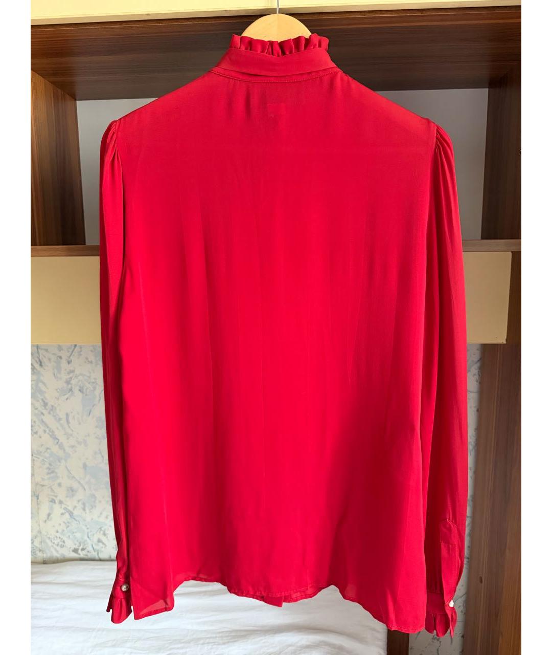 GUCCI Красная шелковая блузы, фото 2