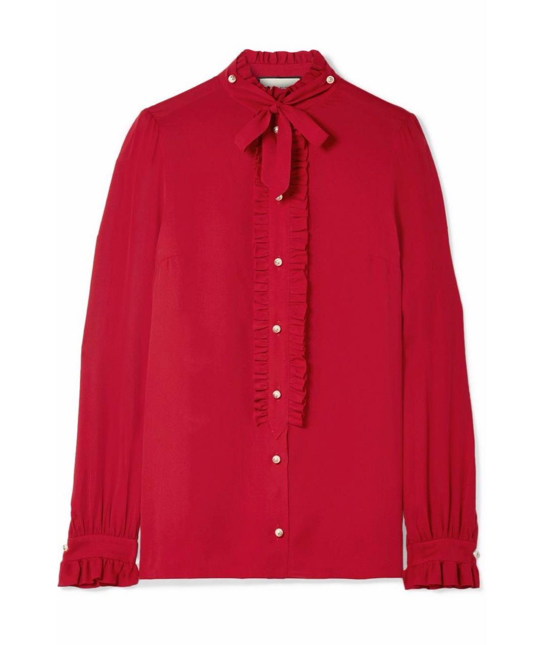 GUCCI Красная шелковая блузы, фото 6