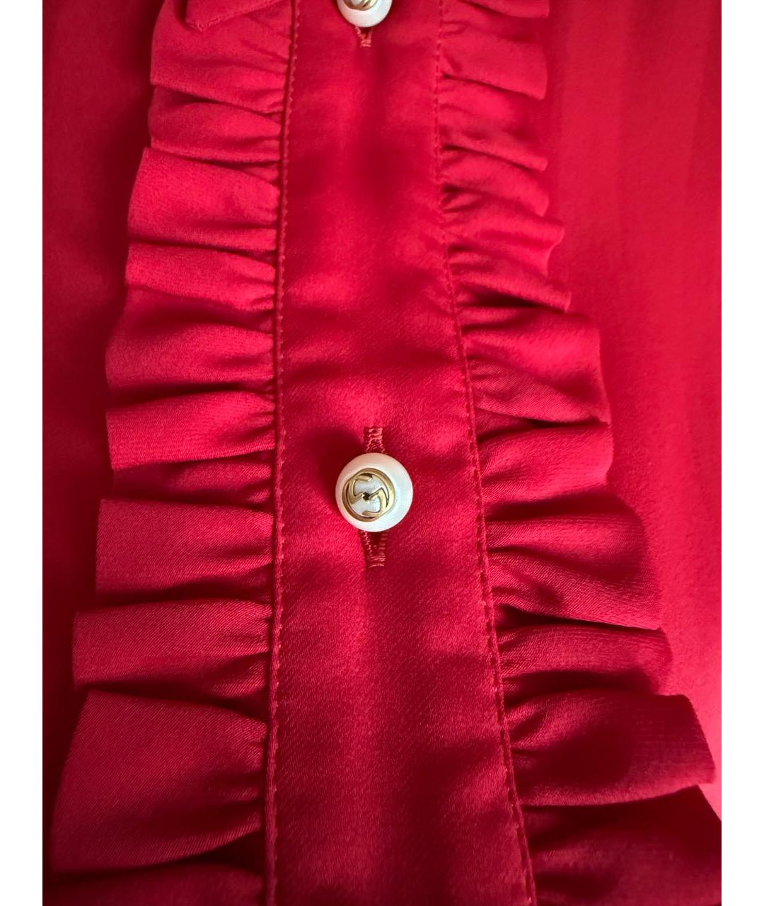 GUCCI Красная шелковая блузы, фото 4