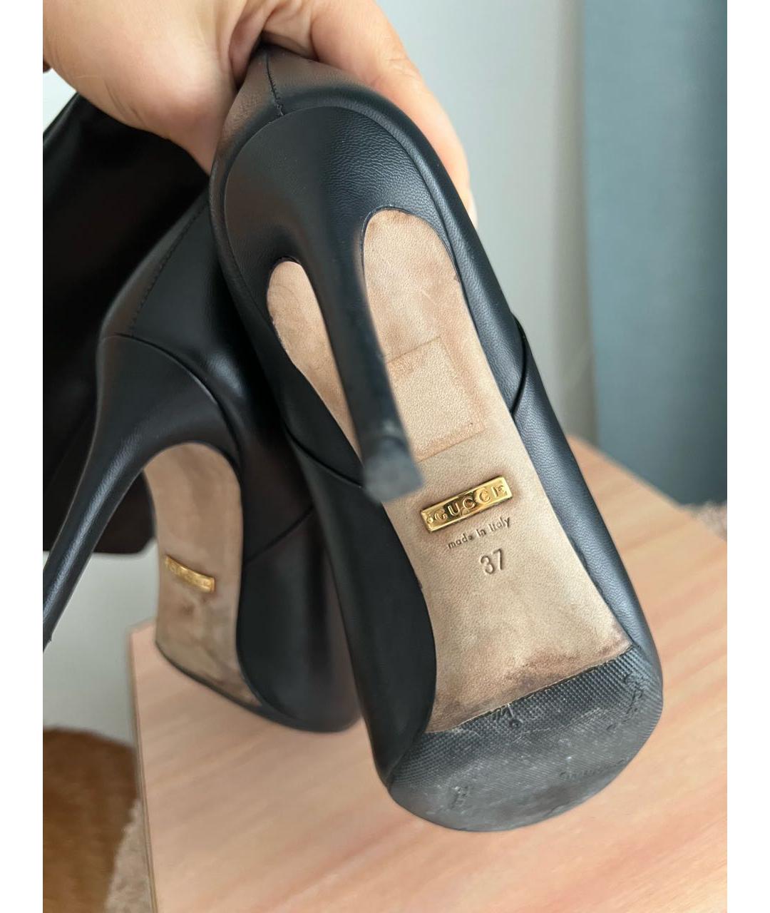 GUCCI Черные кожаные сапоги, фото 5