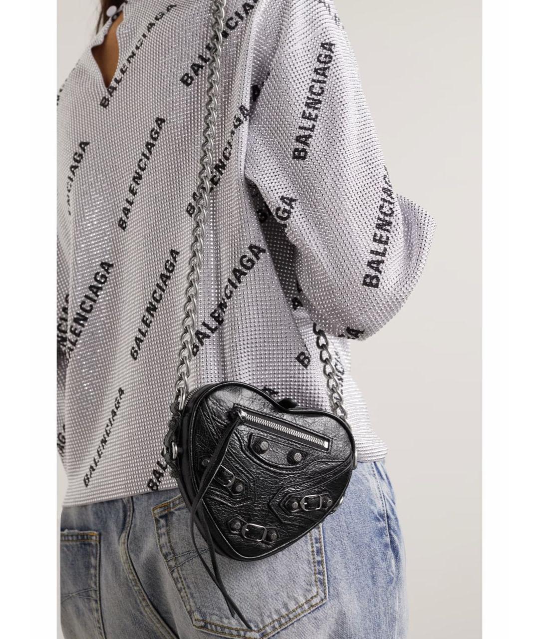BALENCIAGA Черная кожаная сумка через плечо, фото 3