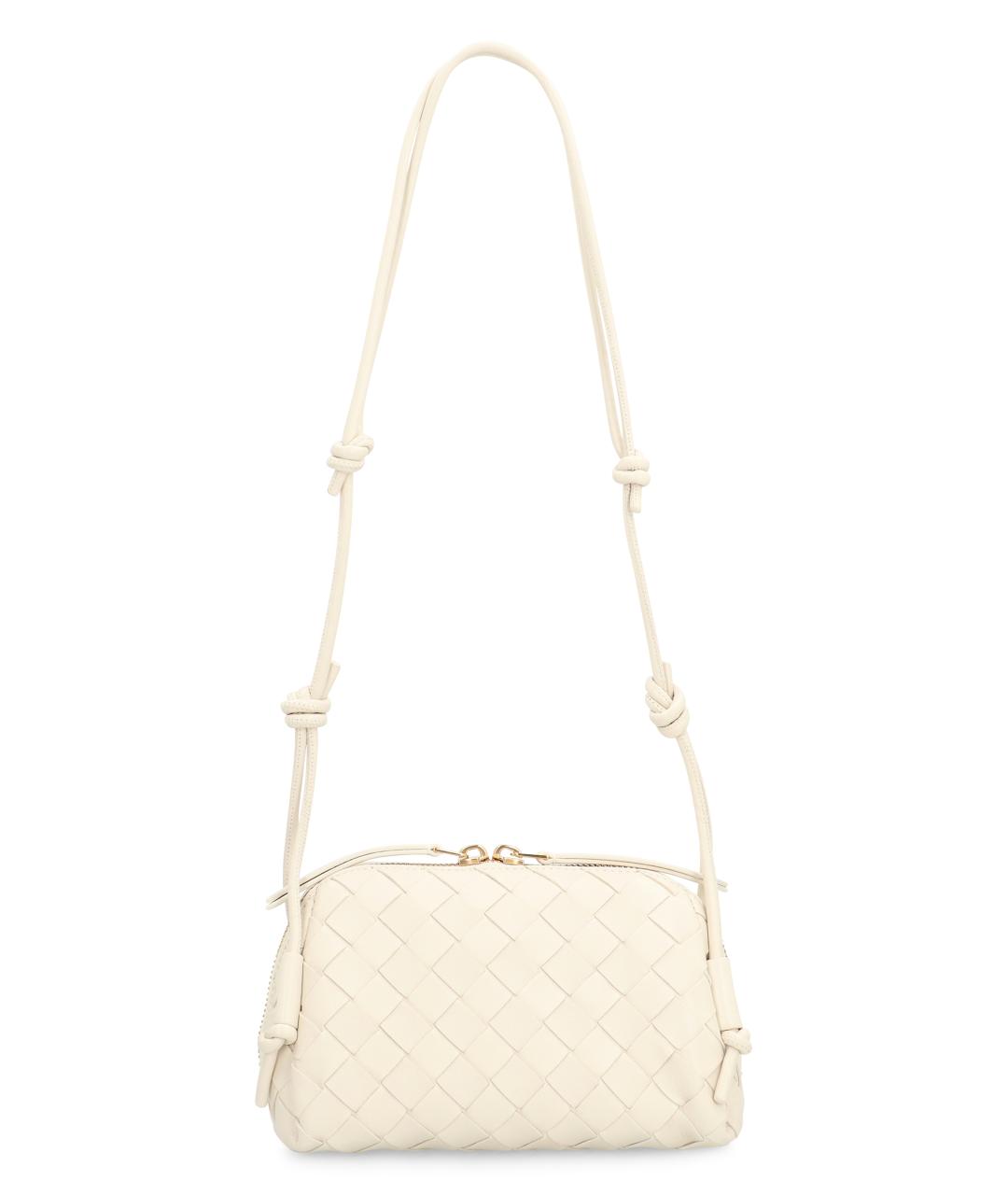 BOTTEGA VENETA Белая кожаная сумка через плечо, фото 3