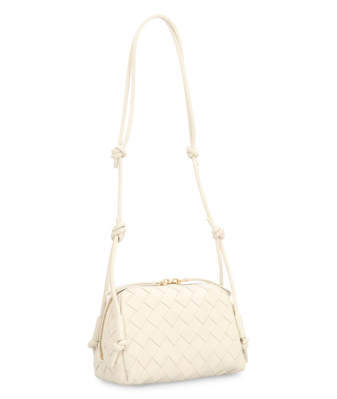 BOTTEGA VENETA Белая кожаная сумка через плечо, фото 2